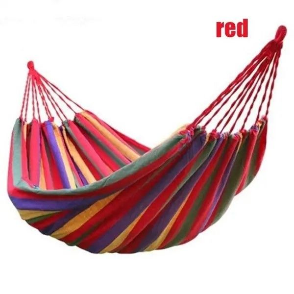 Large Portable Cotton Hammock for 2 Adults – Heavy-Duty Double Camping Hammock (160-300KG Capacity), Foldable Outdoor Garden Swing Bed for Travel, Beach & Backyard