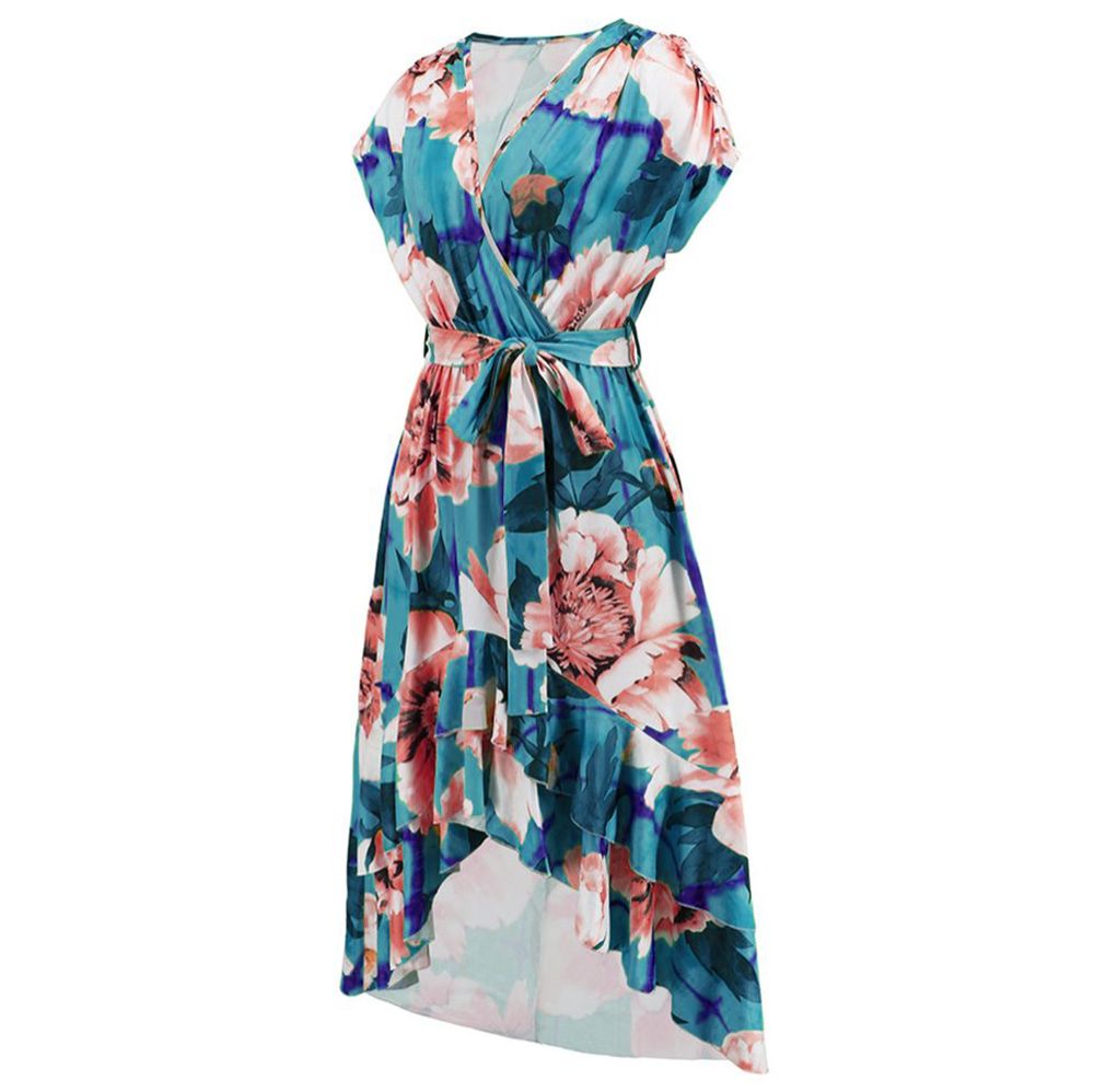 2025Women New Style Dresses Fashion Ladies Summer Dress Printed knee length bat sleeve belt dress for Commute &Vacation &Party LH326