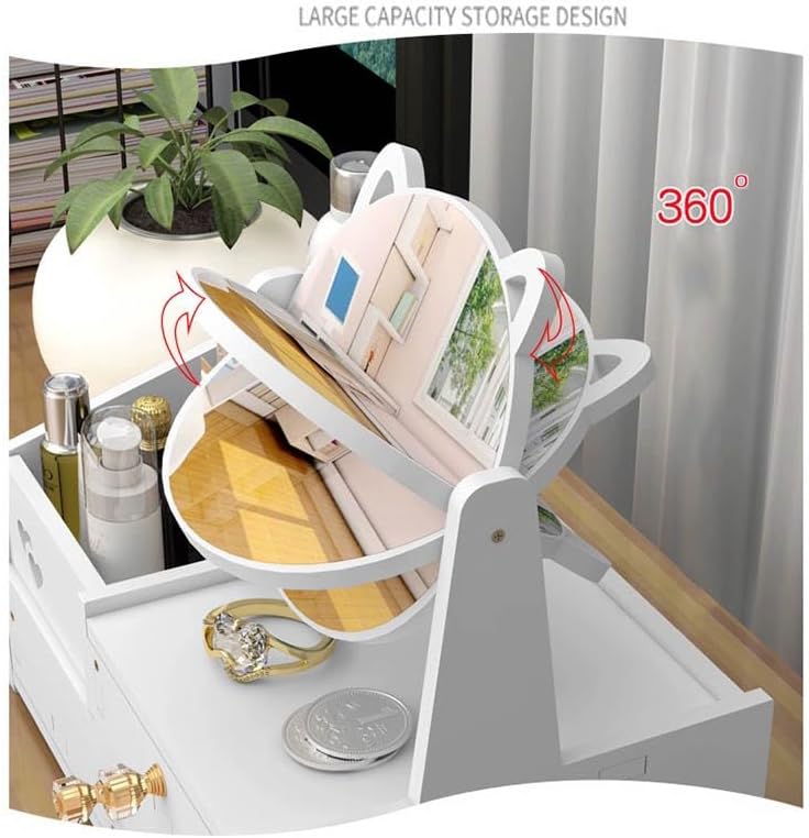 Hommy Makeup Organizer with Mirror for Vanity, Multifunctional Cosmetics Organizers and Storage for Skincare, Brushes, Eyeshadow, Lotions, Lipstick, Nail.