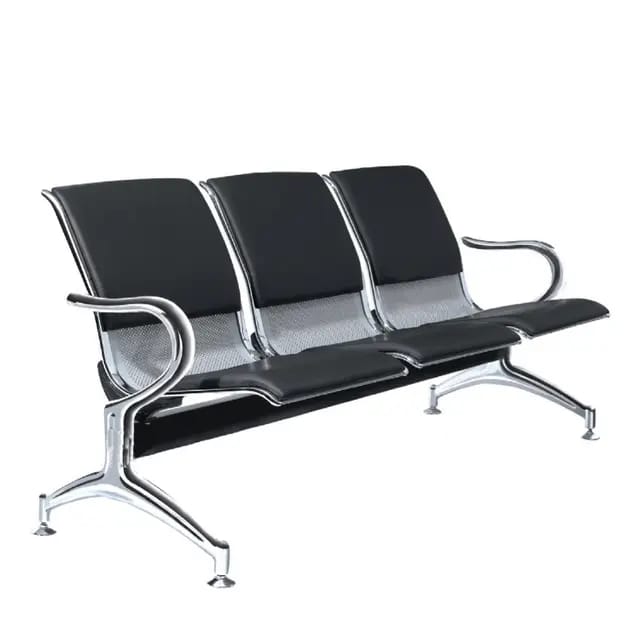 3 Seater metallic padded Link waiting chair.