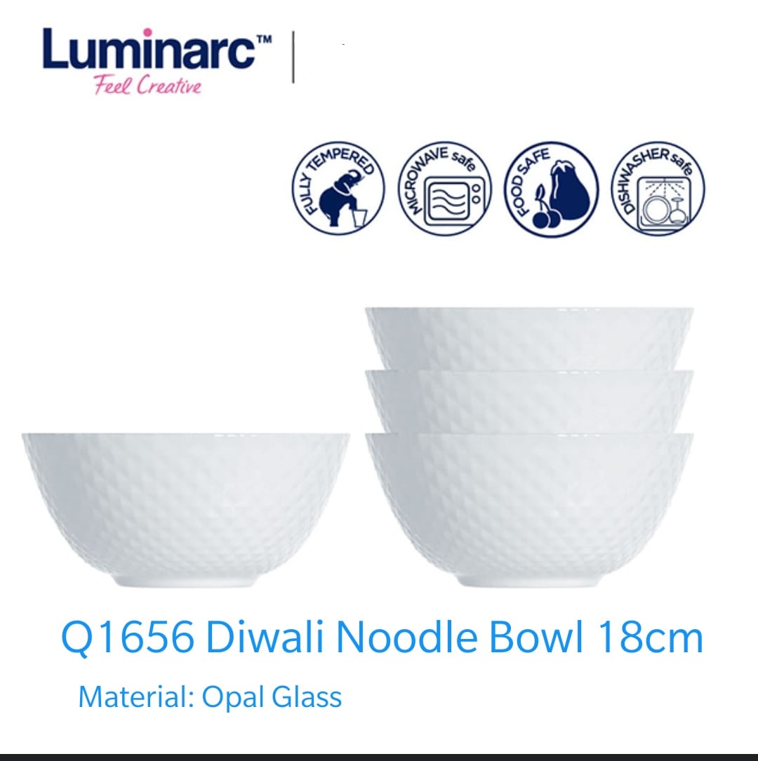 Set 6pcs Luminarc Diwali kitchen glass noodle bowl 18cm
