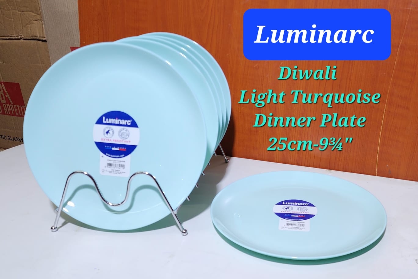 Set of 6pcs Luminarc kitchen Diwali light Turquoise dinner plates....6pcs set