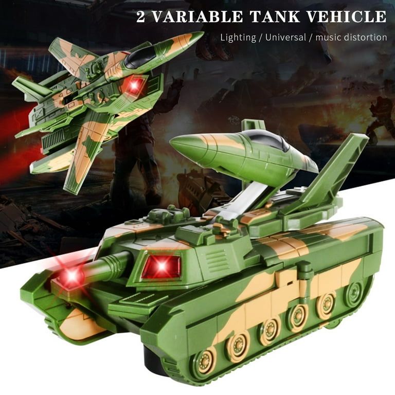 New Army plane toy musical transformed lighting effect in glider plane tank army kids toy gift