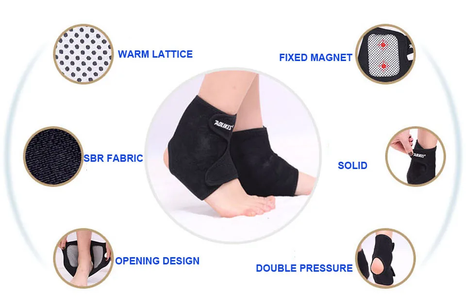1Pair Tourmaline Self heating Far Infrared Magnetic Therapy Ankle Care belt Support Brace Heel Massager Foot Health Care
