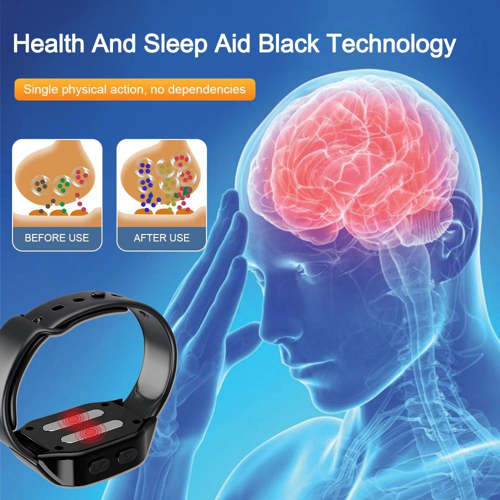 Portable Sleeping Instrument EMS Sleep Aid Watch Microcurrent Pulse Sleeping Anti-anxiety Insomnia Hypnosis Device Fast Sleep Rest Wristband Watch Relief