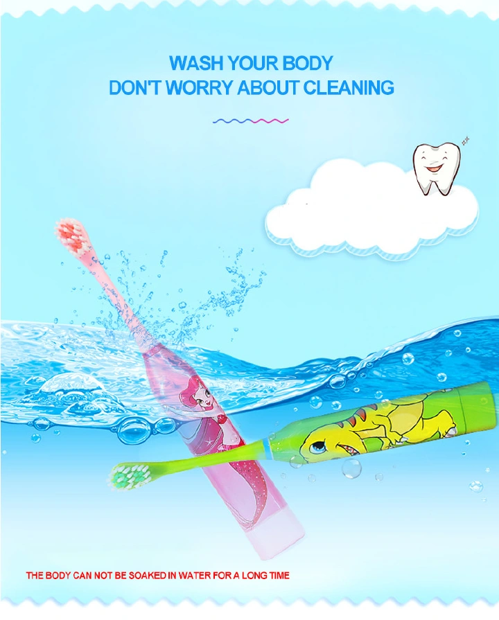 Toothbrush Soft Bristle for Battery Type Children's Electric Toothbrush Cute Cartoon Kids Oral Cleaning Accessory Automatic Ultrasonic Waterproof Toothbrush
