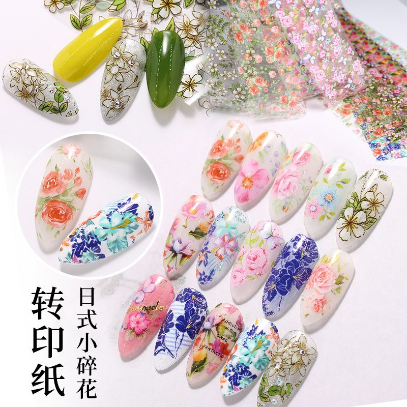 1pc 4*50 cm Nail Foil Stickers Set for Flowers Art Film Floral Manicure INS Fashion Fresh Small Floral