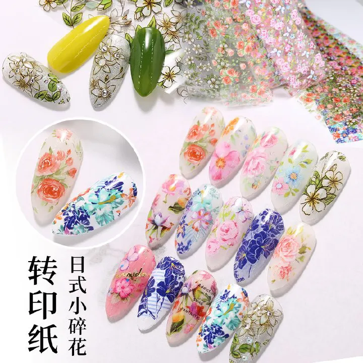 1pc 4*50 cm Nail Foil Stickers Set for Flowers Art Film Floral Manicure INS Fashion Fresh Small Floral
