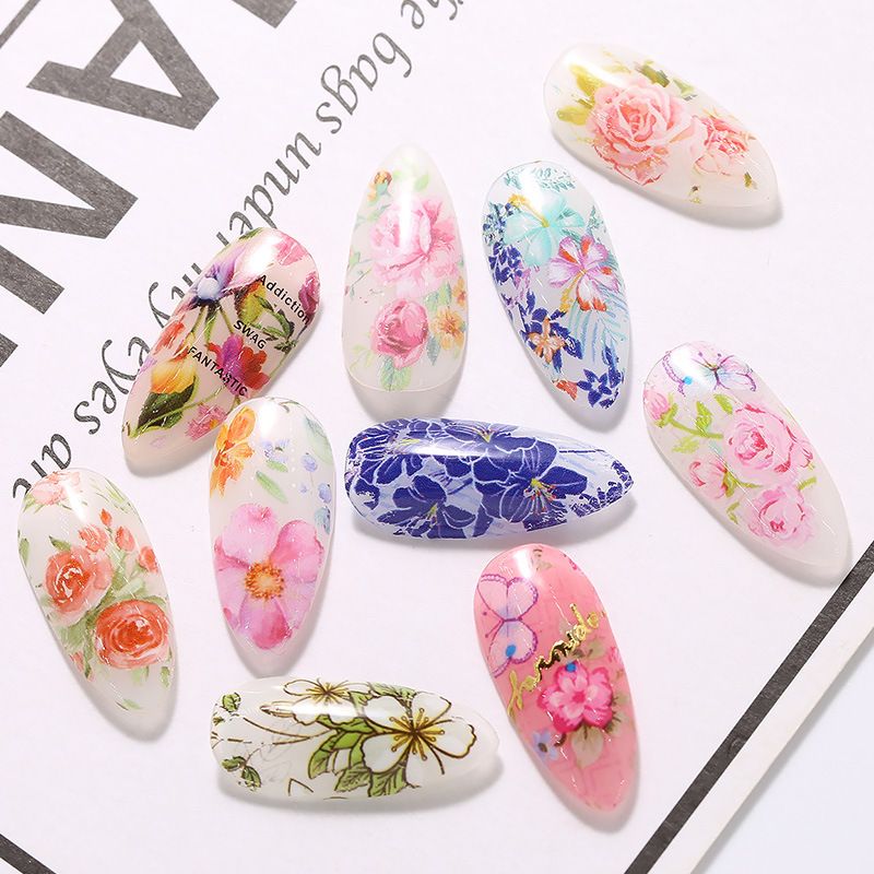 1pc 4*50 cm Nail Foil Stickers Set for Flowers Art Film Floral Manicure INS Fashion Fresh Small Floral