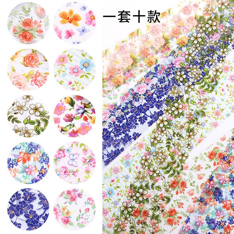 1pc 4*50 cm Nail Foil Stickers Set for Flowers Art Film Floral Manicure INS Fashion Fresh Small Floral
