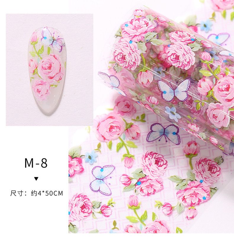 1pc 4*50 cm Nail Foil Stickers Set for Flowers Art Film Floral Manicure INS Fashion Fresh Small Floral