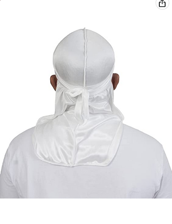 Stretchy Silk Durag White/wave Drag - QUALITY GUARANTEED