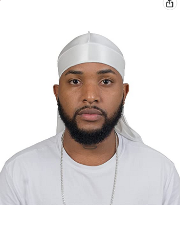 Stretchy Silk Durag White/wave Drag - QUALITY GUARANTEED