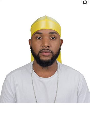 Stretchy Silk Durag Yellow/wave Drag - QUALITY GUARANTEED
