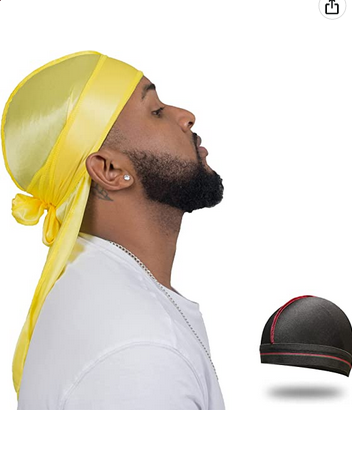 Stretchy Silk Durag Yellow/wave Drag - QUALITY GUARANTEED