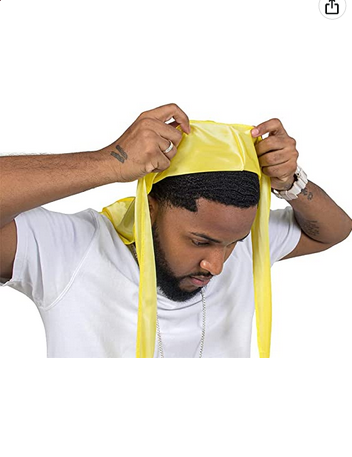 Stretchy Silk Durag Yellow/wave Drag - QUALITY GUARANTEED