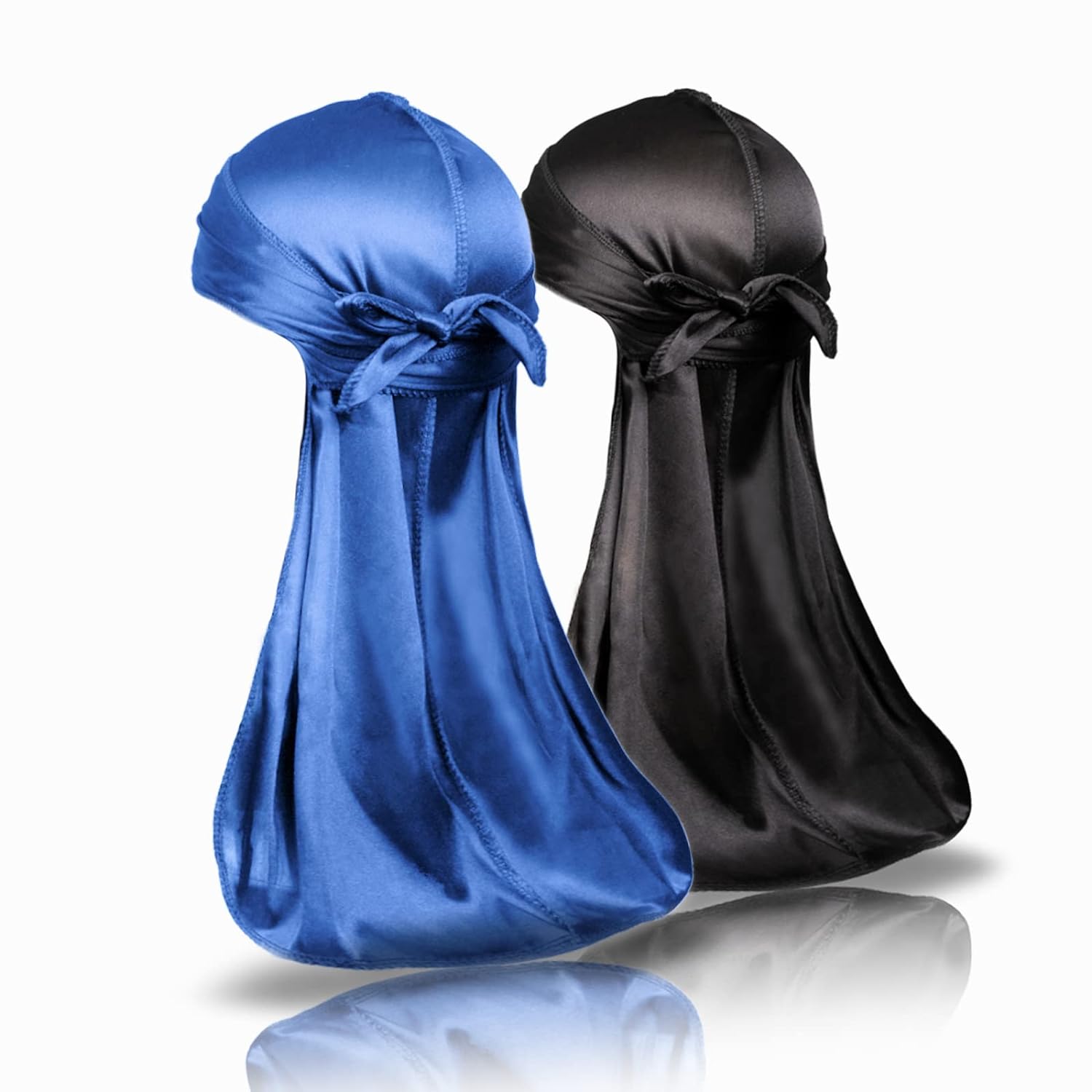 2 PCS QUALITY GUARANTEED - Silky Durags, Silk Durag black + blue for Men Women Waves, Silk Durag Pack, Silky Satin Durag for 360 Waves