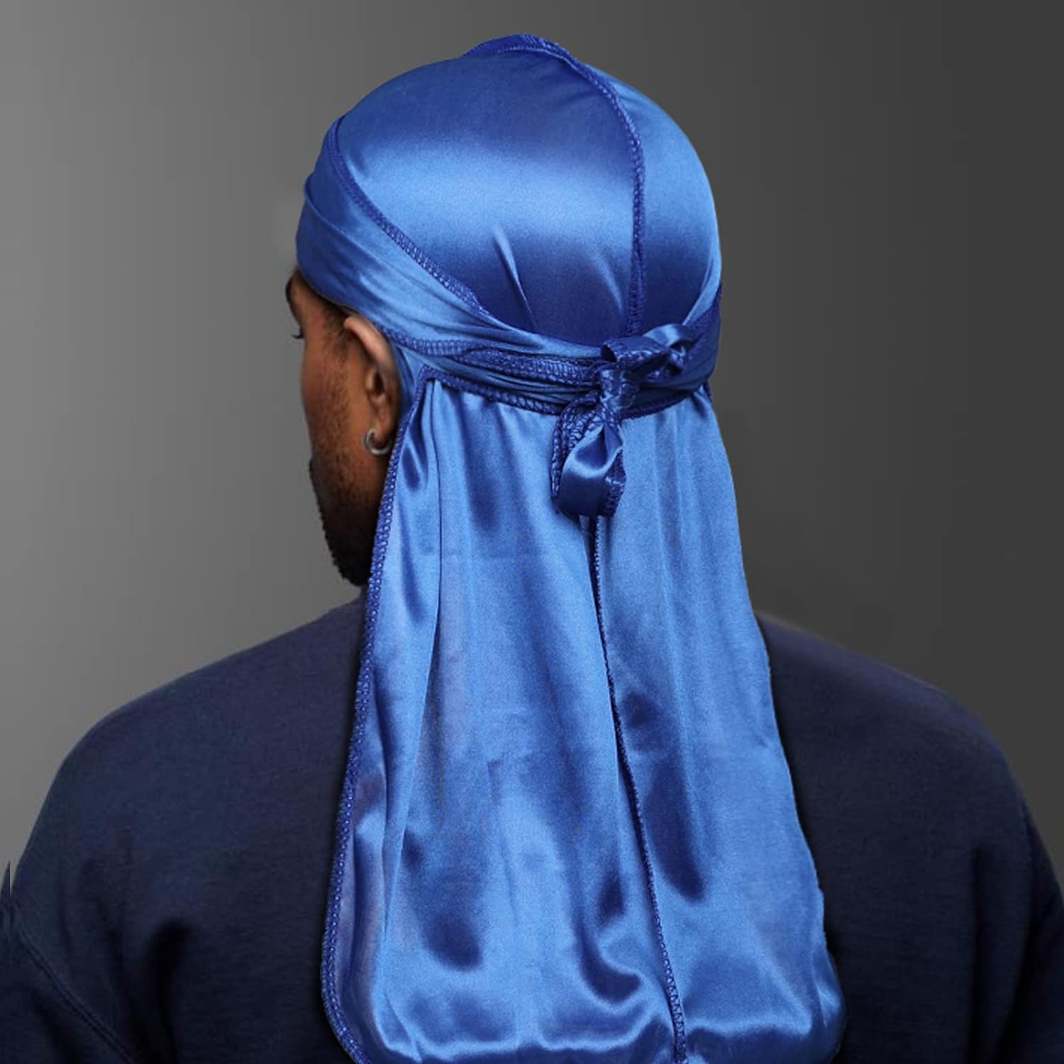 2 PCS QUALITY GUARANTEED - Silky Durags, Silk Durag black + blue for Men Women Waves, Silk Durag Pack, Silky Satin Durag for 360 Waves