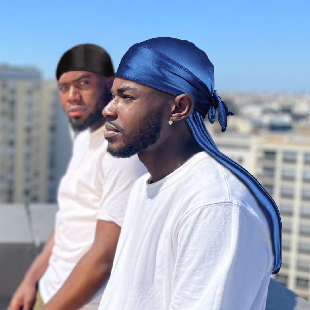 2 PCS Set of QUALITY GUARANTEED - Silky Durags, Silk Durag for Men Women Waves, Silk Durag Pack, Silky Satin Durag for 360 Waves