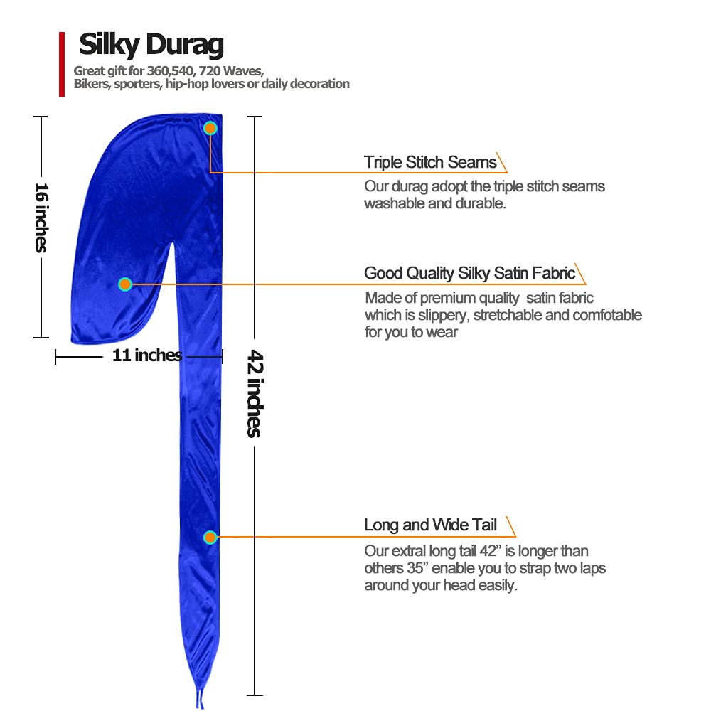 4 PCS Set of QUALITY GUARANTEED - Silky Durags + 4 Wave Caps , Silk Durag for Men Women Waves, Silk Durag Pack, Silky Satin Durag for 360 Waves with 4