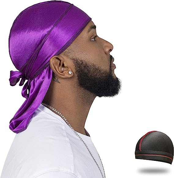 8 Pcs Set of Silky Durags, Silk Durag for Men Women, Satin Doo Rag for 360 Waves, Durags Pack with Extra Long Tail and Wide Straps