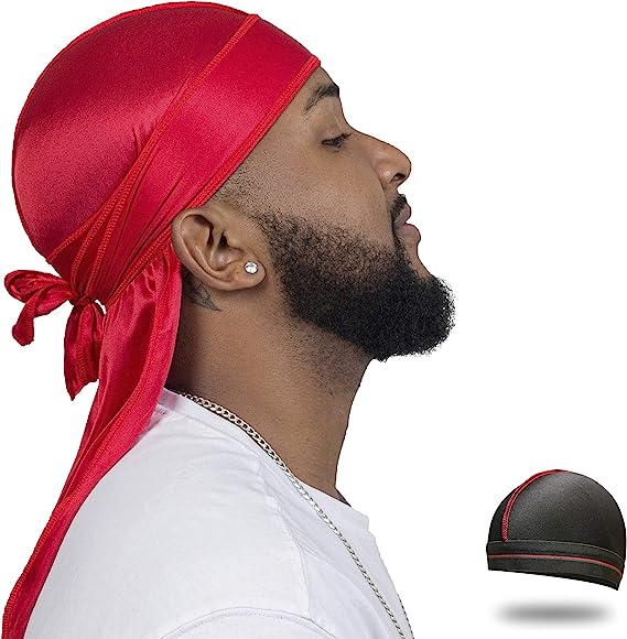 8 Pcs Set of Silky Durags, Silk Durag for Men Women, Satin Doo Rag for 360 Waves, Durags Pack with Extra Long Tail and Wide Straps