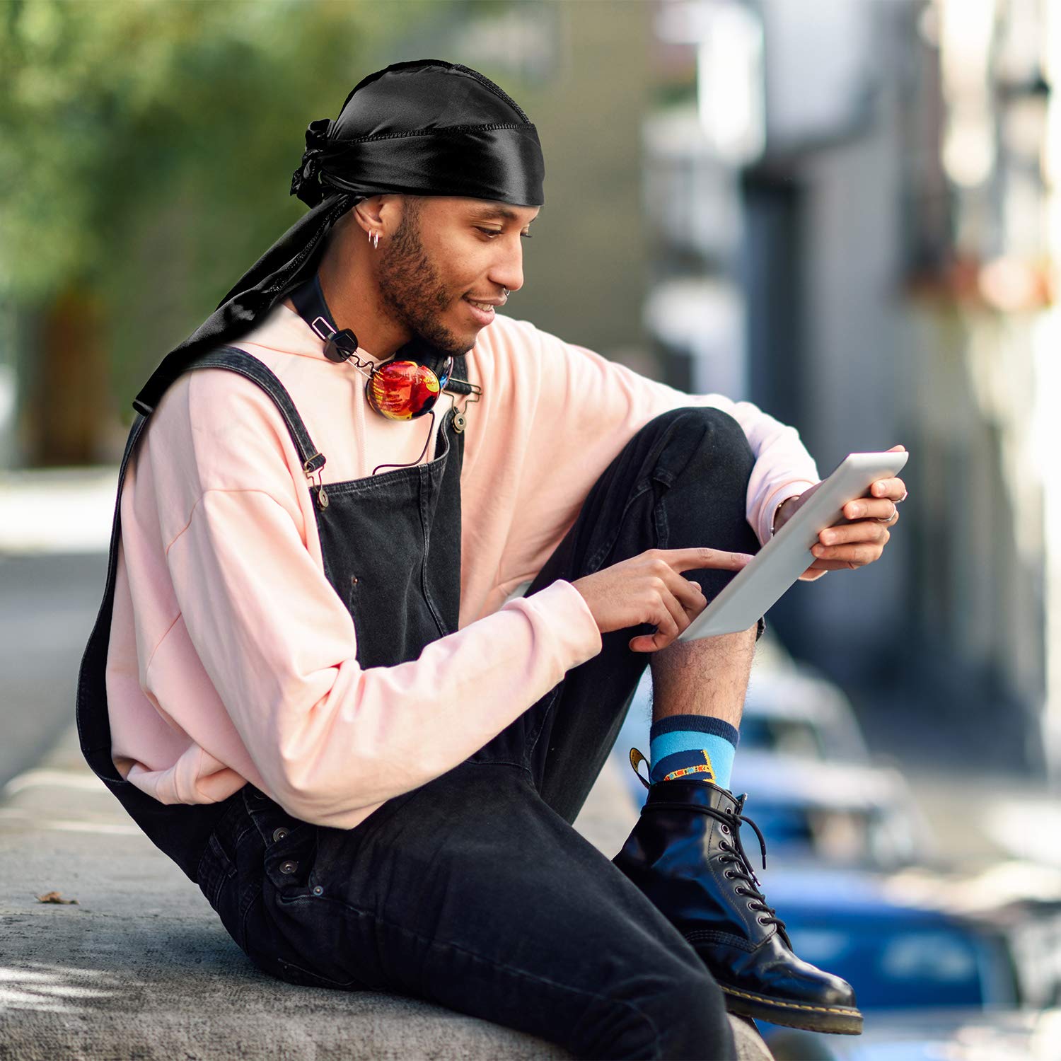 4PCS Silky Durags + wAVE CAP, Silk Durag for Men Women Waves, Silk Durag Pack with 1 Wave Cap, Silky Satin Durag Extra Long Tails