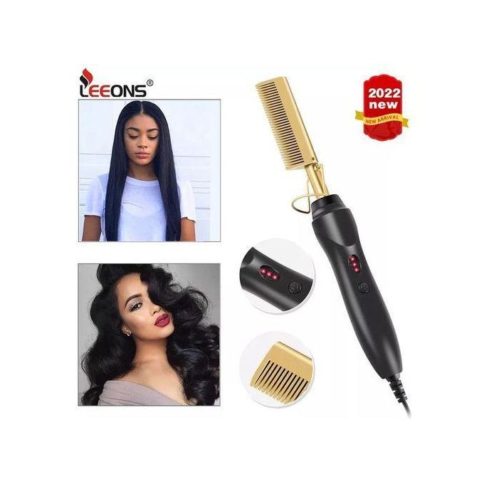 2 In 1 Electric Hot Comb Hair Straighter/Curler Flat Iron Wet/Dry Natural Hair/Wigs