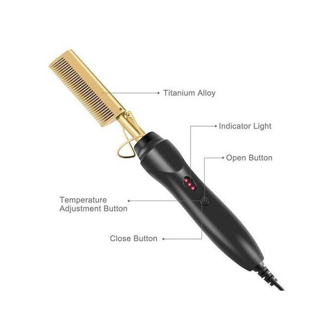 2 In 1 Electric Hot Comb Hair Straighter/Curler Flat Iron Wet/Dry Natural Hair/Wigs