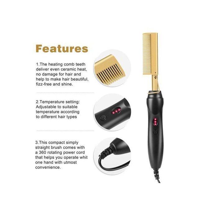 2 In 1 Electric Hot Comb Hair Straighter/Curler Flat Iron Wet/Dry Natural Hair/Wigs