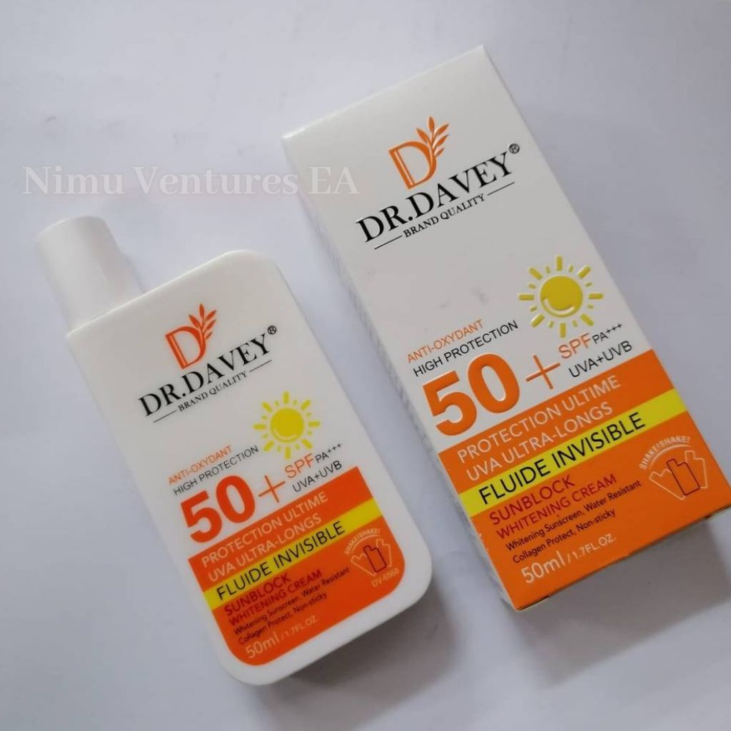 Dr. Davey Sunscreen SPF 50+ UV Protection Collagen protect Skin Invisible Fluid Sun Cream Sunblock