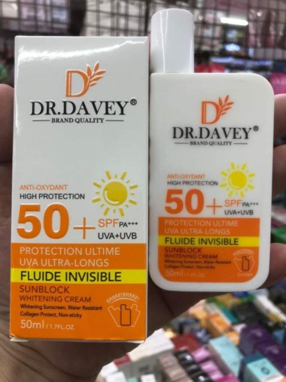 Dr. Davey Sunscreen SPF 50+ UV Protection Collagen protect Skin Invisible Fluid Sun Cream Sunblock