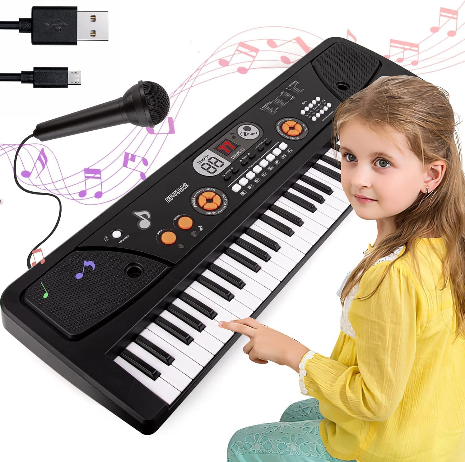 Bigfun Toys Island 61 Keys BF-630A2 Electronic Piano Keyboard with LED Display and Microphone