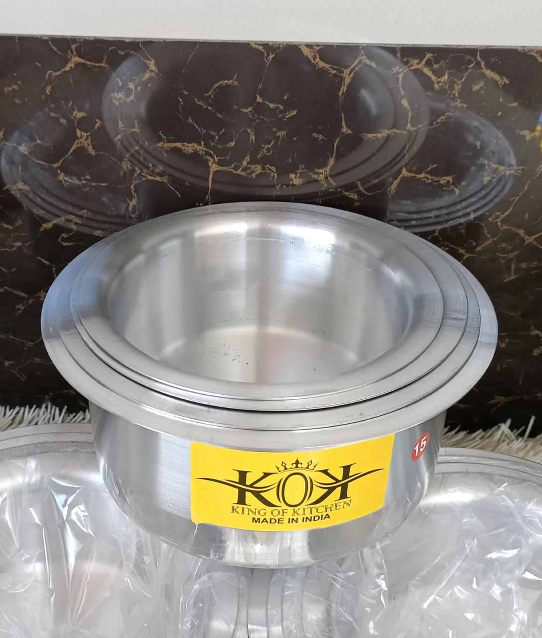 4 pcs sufuria kok ;Stainless Aluminium Sufuria; Ideal even for charcoal jiko or firewood cooking during outdoor cooking.