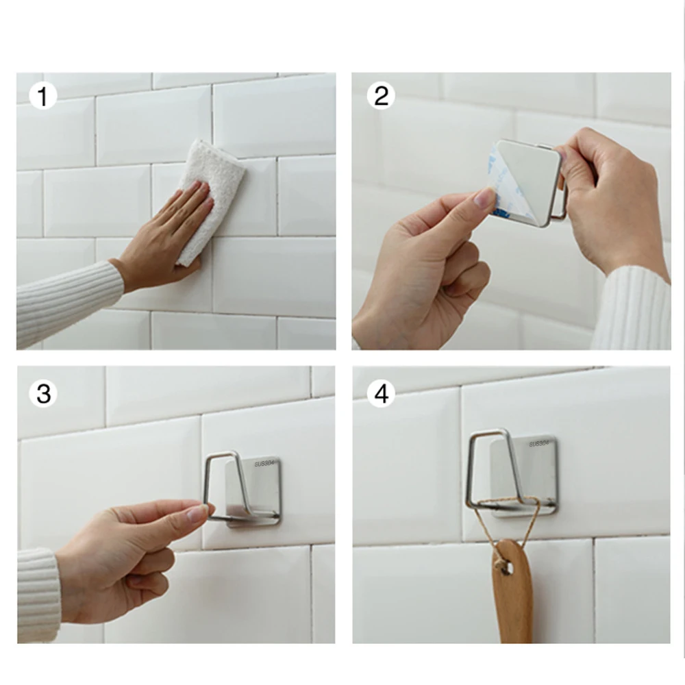 3pcs Kitchen Sponges Holder Stainless Steel Sink Shelf Adhesive Holders Drain Drying Rack Wall Hooks Accessories Storage Organizer