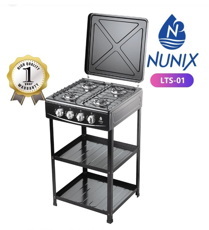 Nunix 4 Gas Burners Standing Gas Cooker With Storage Shelf LTS-01