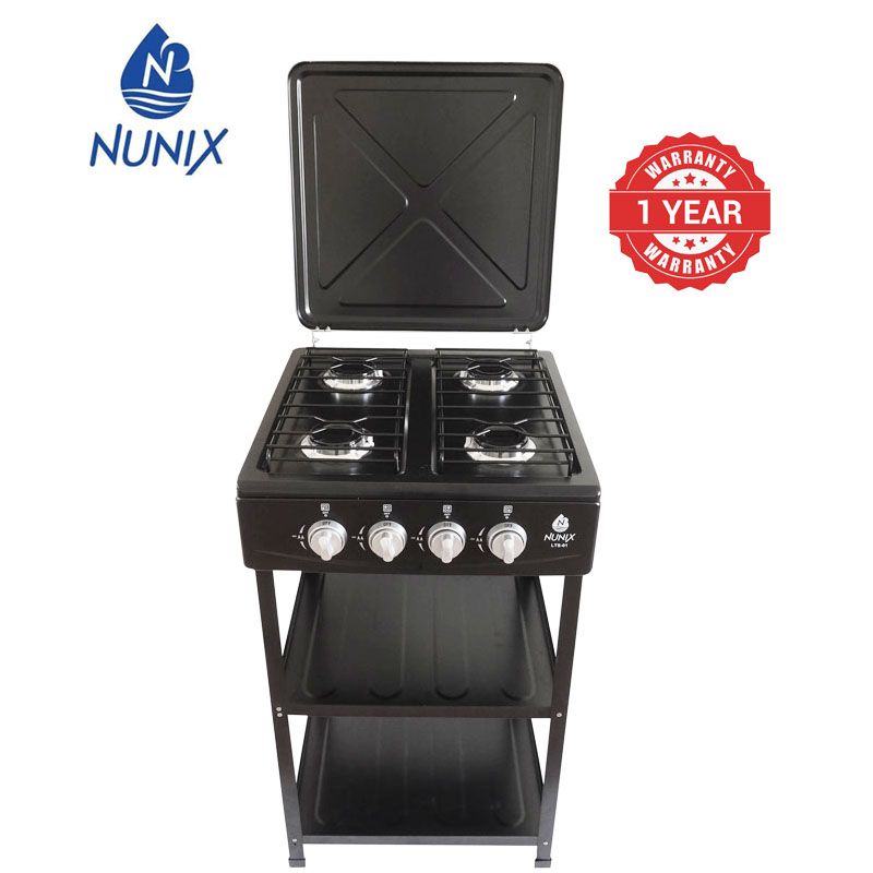 Nunix 4 Gas Burners Standing Gas Cooker With Storage Shelf LTS-01