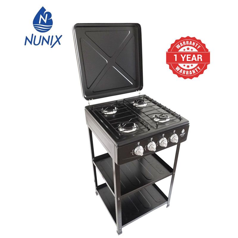 Nunix 4 Gas Burners Standing Gas Cooker With Storage Shelf LTS-01