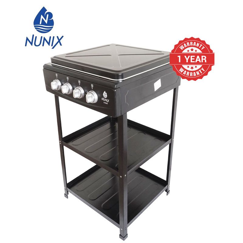 Nunix 4 Gas Burners Standing Gas Cooker With Storage Shelf LTS-01