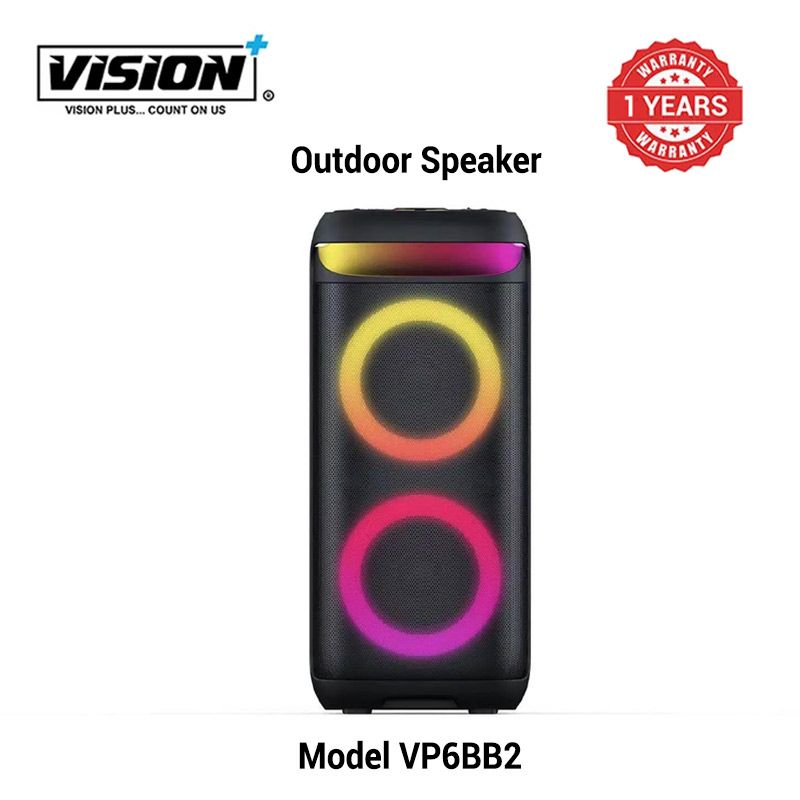 Vision plus Beatbox VP6BB2 Vibe Series Speaker Quality Buetooth  USB Support with Microphone FM Radio Portable Speaker 1 year Warranty LCD Display Quality Audio Control Party Speaker Karaoke Fun