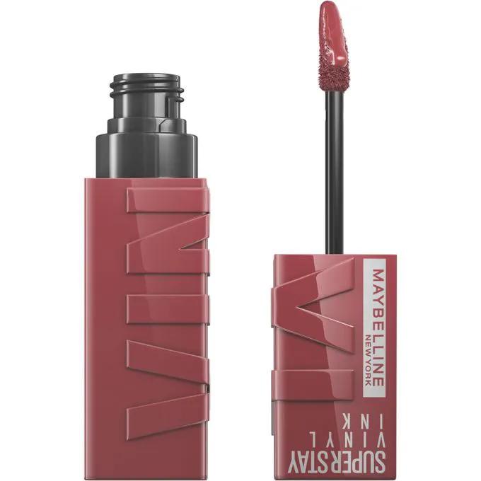 Maybelline Liquid Lipstick, High Shine Gloss, Lasts for 16 HRs, Enriched With Vitamin E & Aloe, SuperStay Vinyl Ink, Witty, High-Glossy