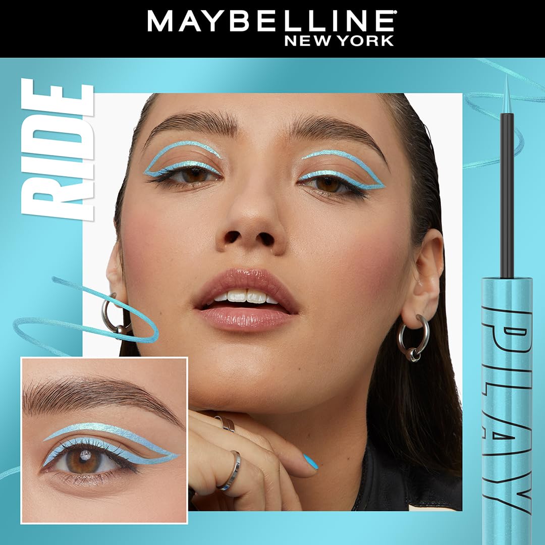 Maybelline New York Tattoo Play Assorted Liquid Eyeliner - Longwear Waterproof Eyeliner - Metallic Finish, Ride, 2.1ml