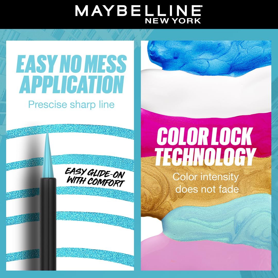 Maybelline New York Tattoo Play Assorted Liquid Eyeliner - Longwear Waterproof Eyeliner - Metallic Finish, Ride, 2.1ml