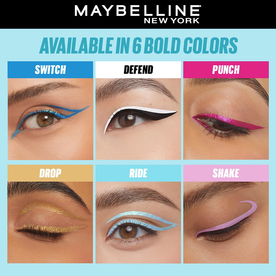 Maybelline New York Tattoo Play Assorted Liquid Eyeliner - Longwear Waterproof Eyeliner - Metallic Finish, Ride, 2.1ml