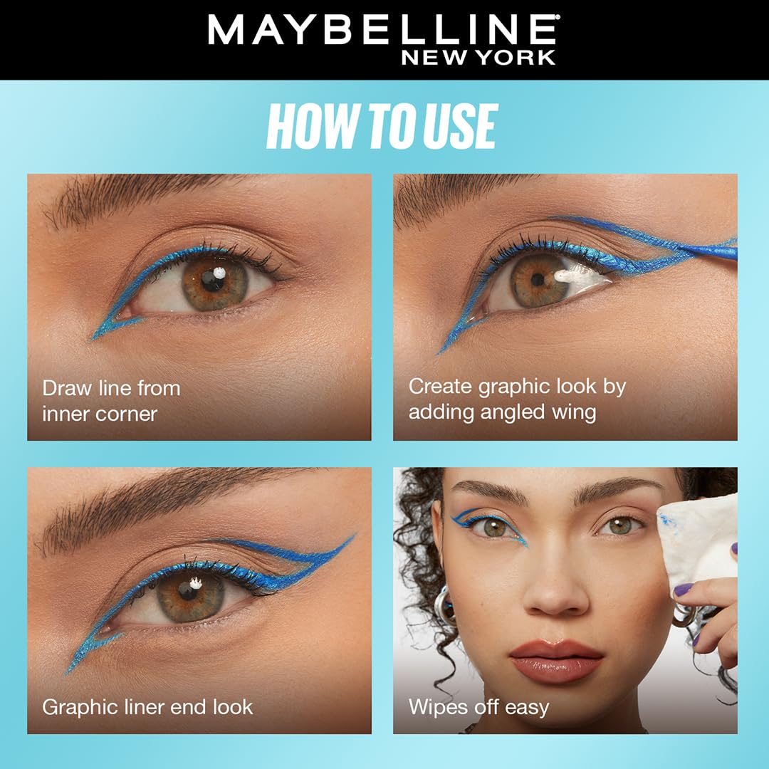 Maybelline New York Tattoo Play Assorted Liquid Eyeliner - Longwear Waterproof Eyeliner - Metallic Finish, Ride, 2.1ml