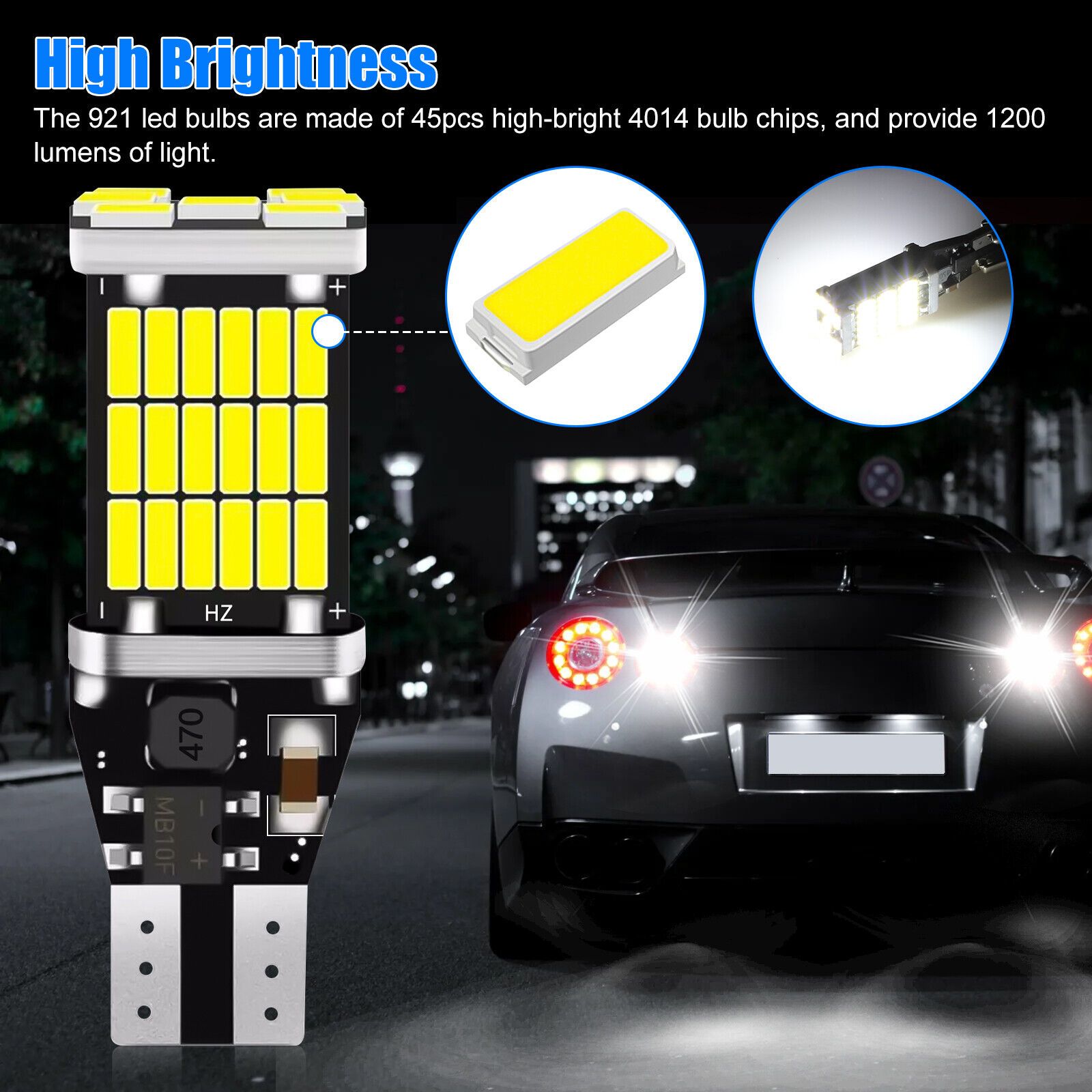 2x Signal Lamp T15 Led Super Bright W16W Led Bulbs 912 921 For Reverse Lamp Backup Parking Light 12V