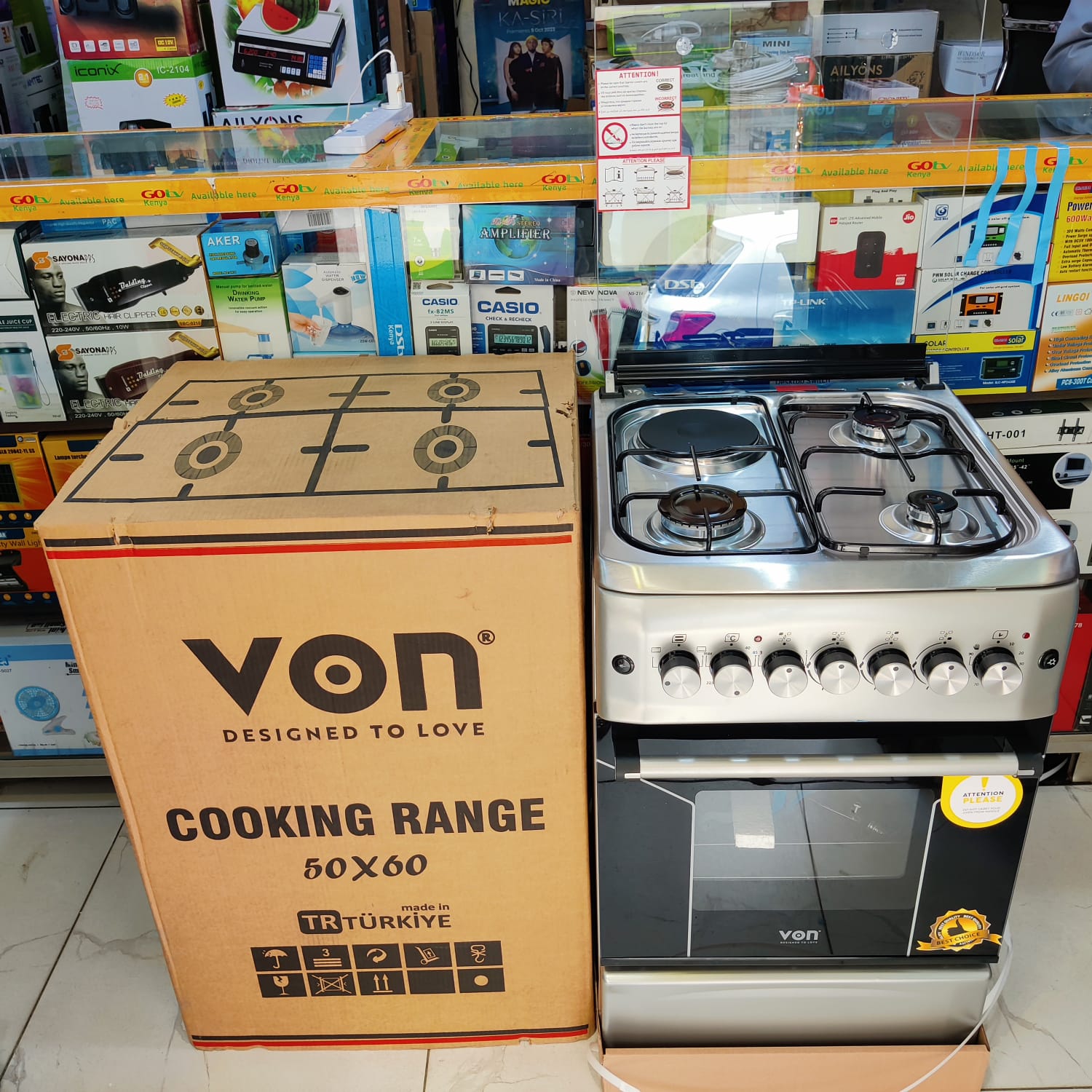 VON Cooker 3 Gas +1 Electric - VAC6F031US Silver
