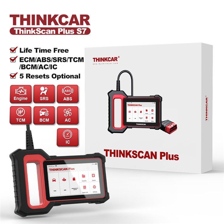 THINKCAR Thinkscan Plus S7 OBD2 Scanner 7 System Diagnostic ABS SAS ECM TCM BCM IC AC DPF A/F Reset Automotive Diagnostic Tool