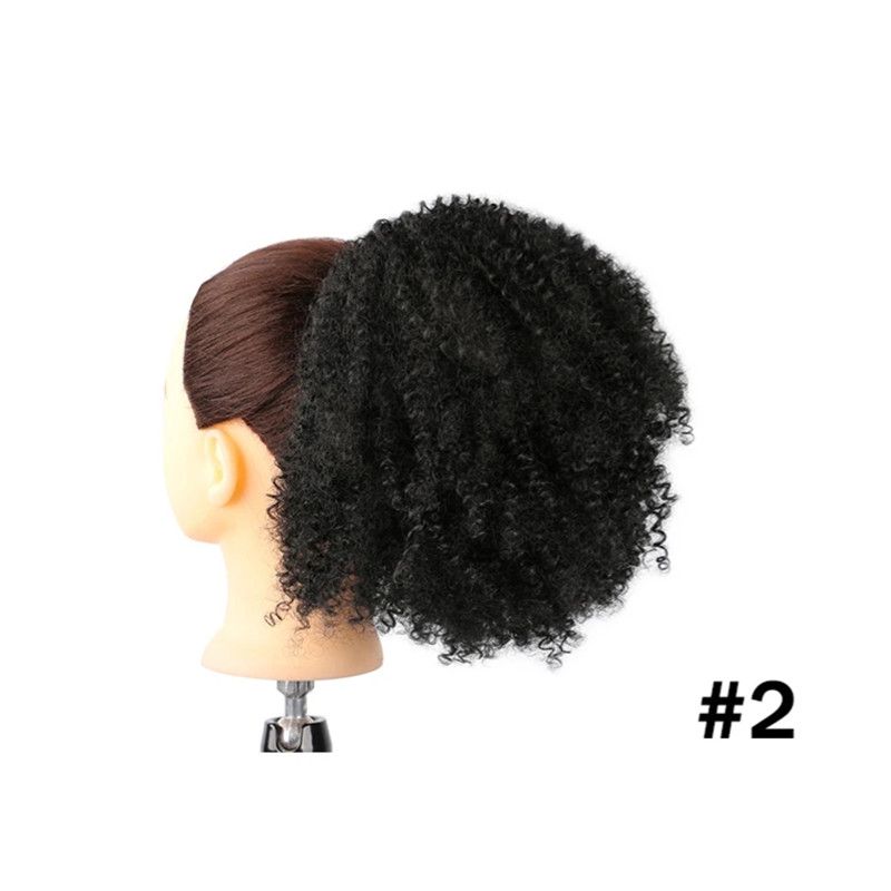 Synthetic Afro Puff Curly Chignon  Short Kinky Curly Drawstring Ponytail Hair Extension Hairpieces Synthetic Afro Puff Curly