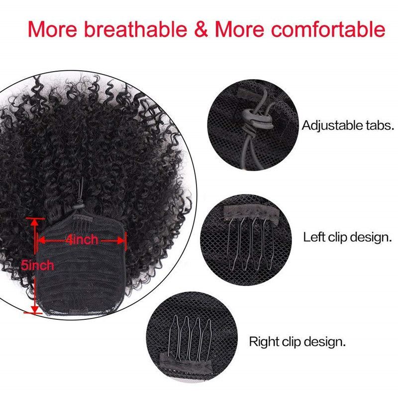 Synthetic Afro Puff Curly Chignon  Short Kinky Curly Drawstring Ponytail Hair Extension Hairpieces Synthetic Afro Puff Curly